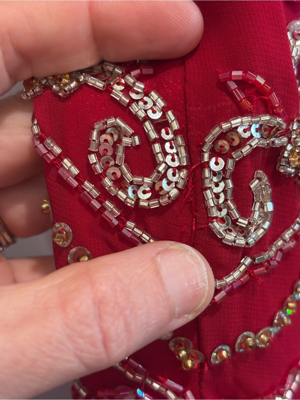 Riva Designs Beaded Strapless Red Evening Gown - Picture 6 of 16
